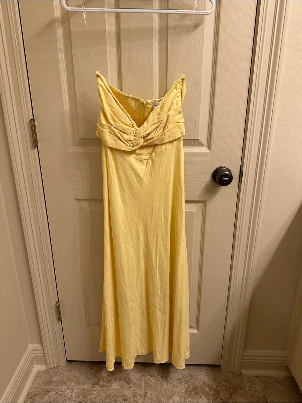 Petal & Pup Yellow Strapless Draped Maxi Dress